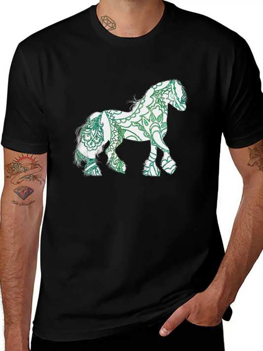 Paisley Horse Lightweight Cotton T-Shirt – Daily Comfort Graphic Shirt