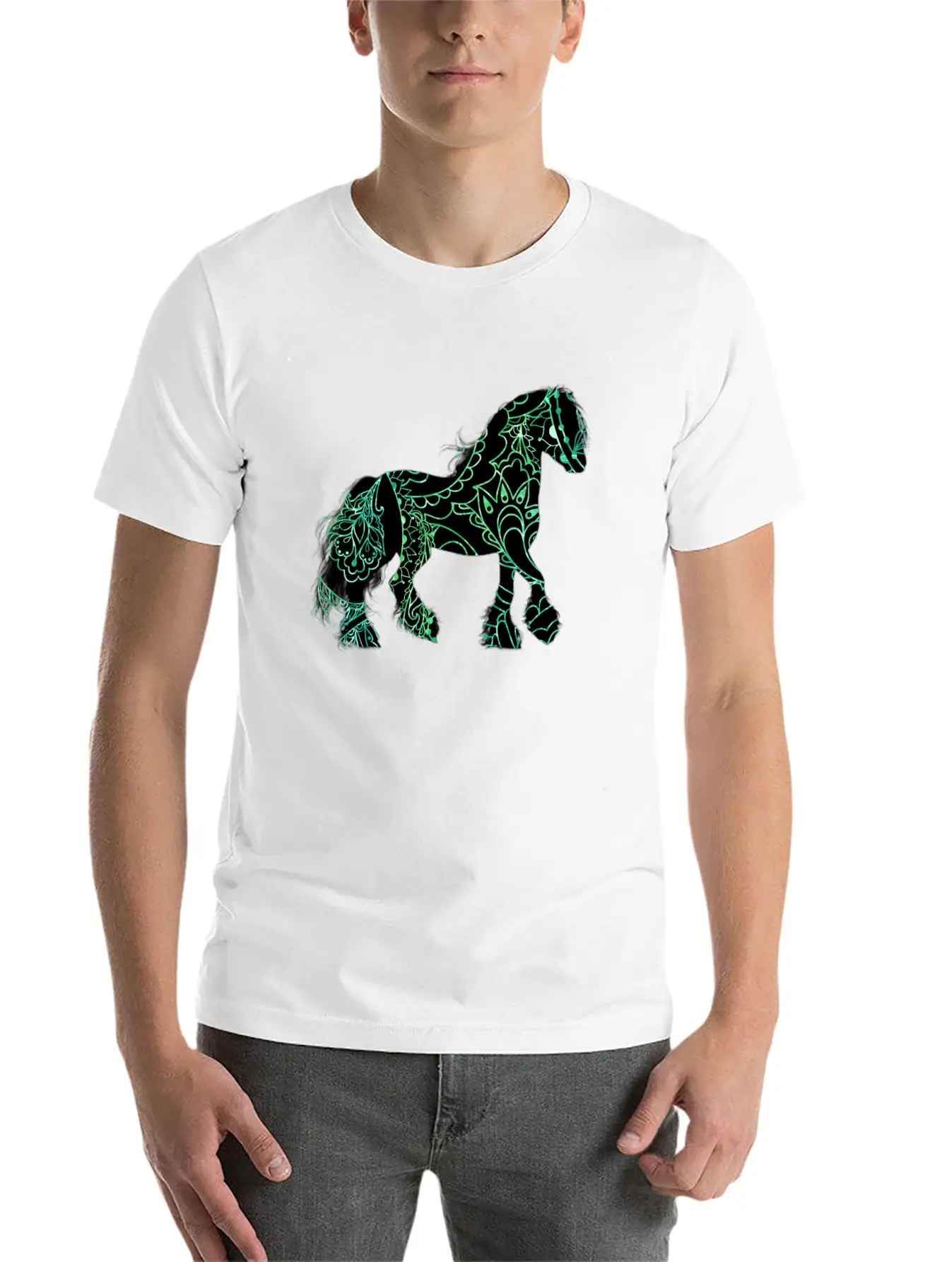 Paisley Horse Lightweight Cotton T-Shirt – Daily Comfort Graphic Shirt