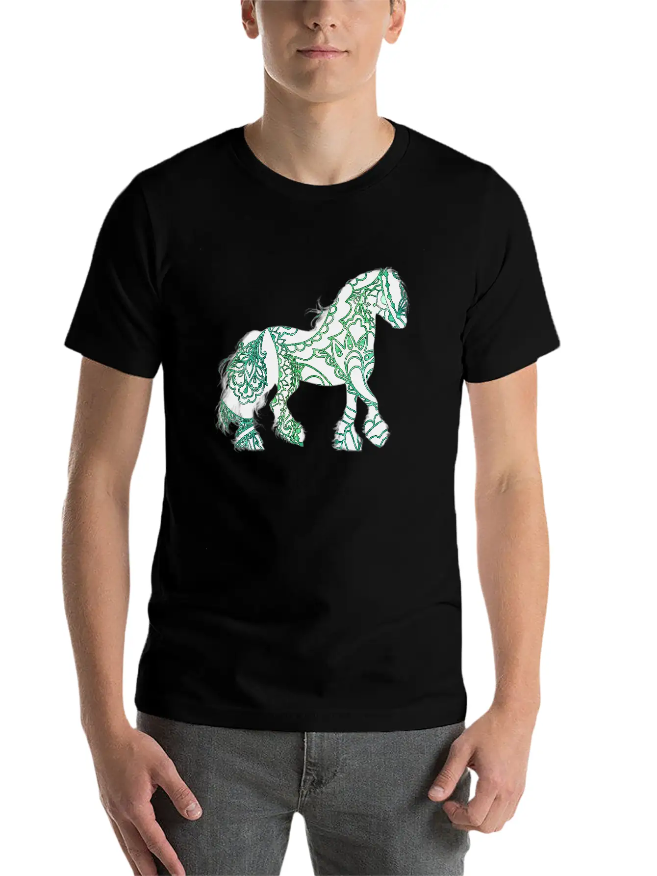 Paisley Horse Lightweight Cotton T-Shirt – Daily Comfort Graphic Shirt