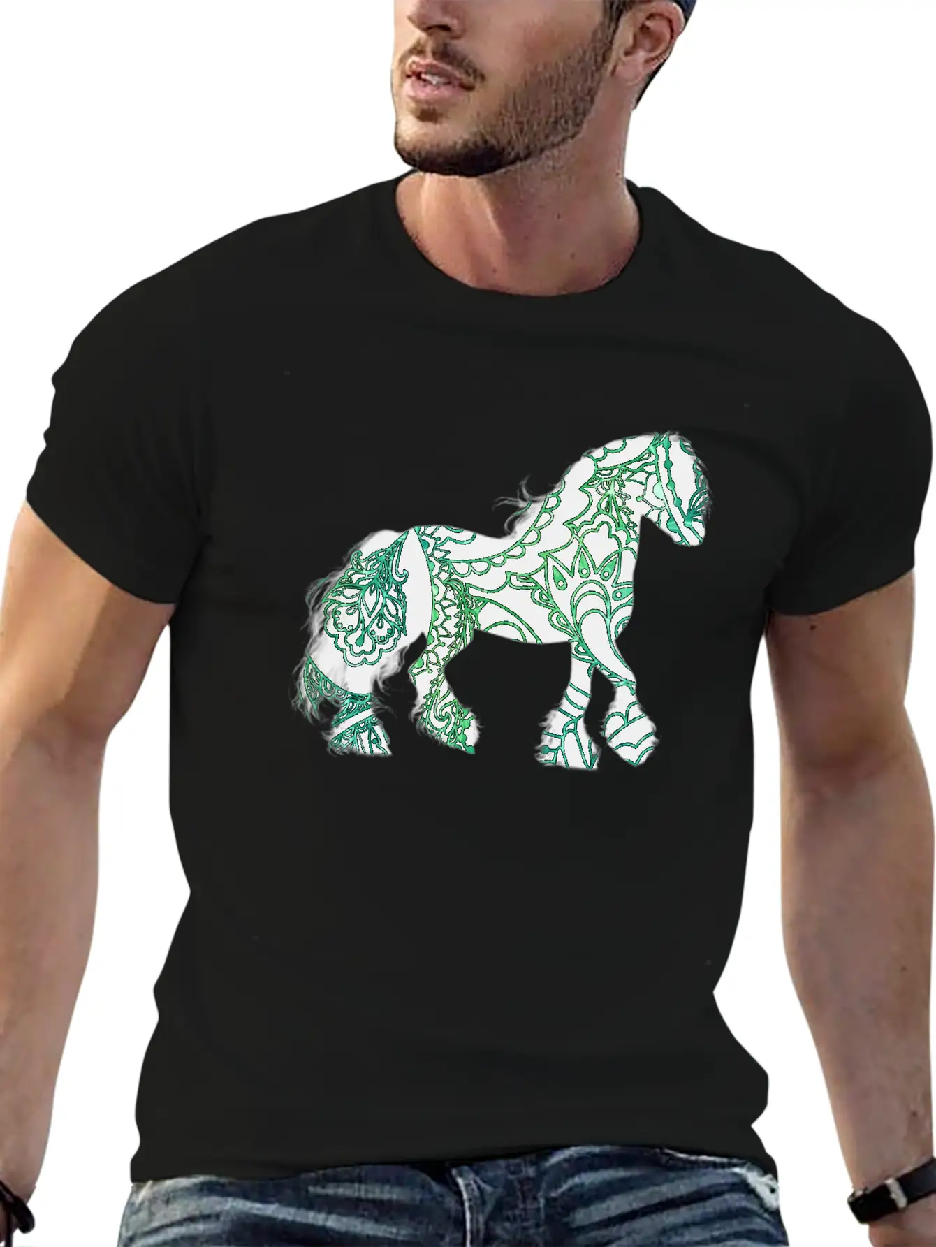 Paisley Horse Lightweight Cotton T-Shirt – Daily Comfort Graphic Shirt