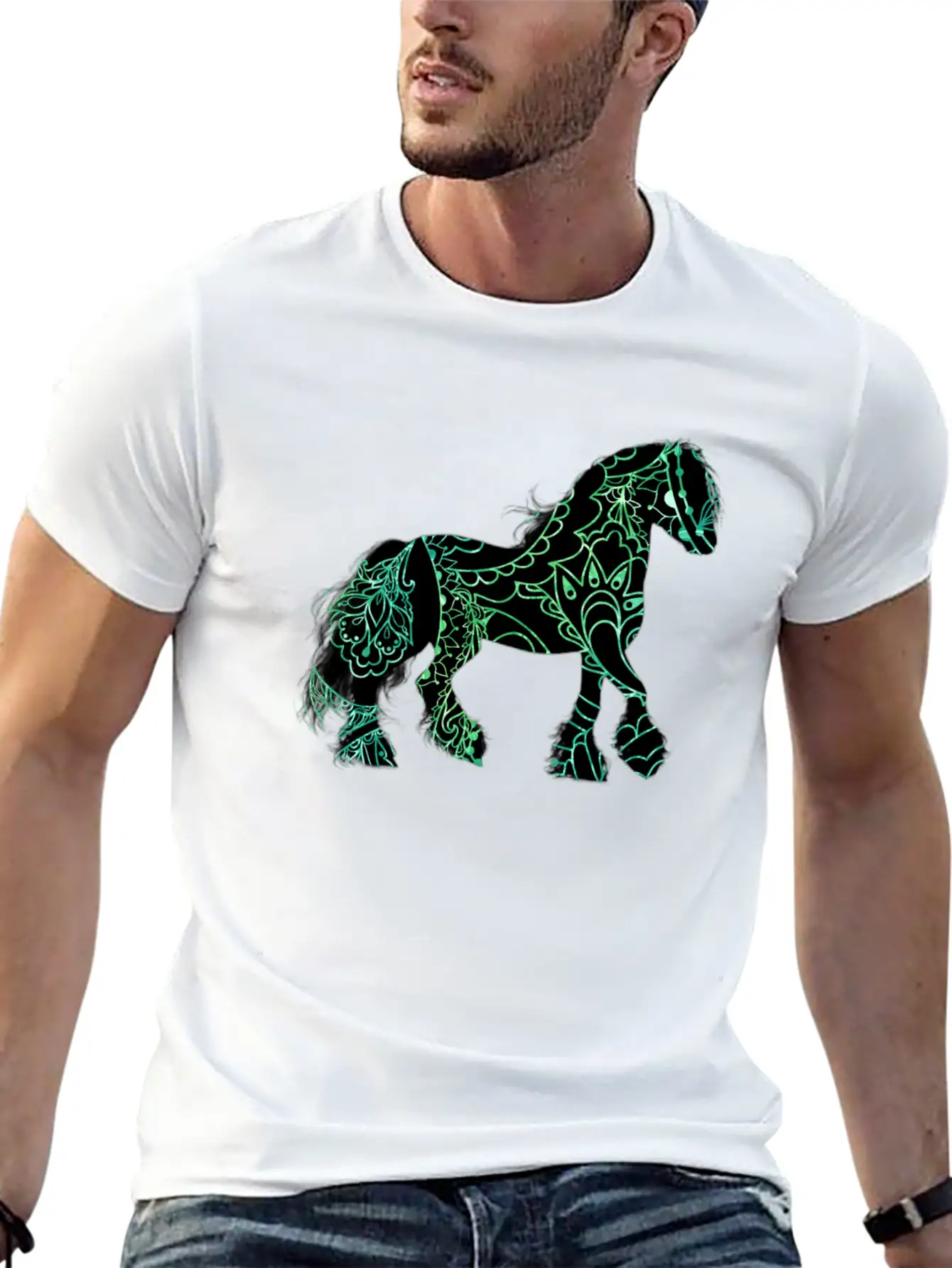 Paisley Horse Lightweight Cotton T-Shirt – Daily Comfort Graphic Shirt