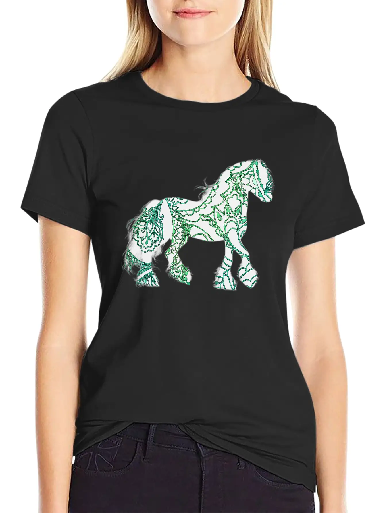 Paisley Horse Lightweight Cotton T-Shirt – Daily Comfort Graphic Shirt