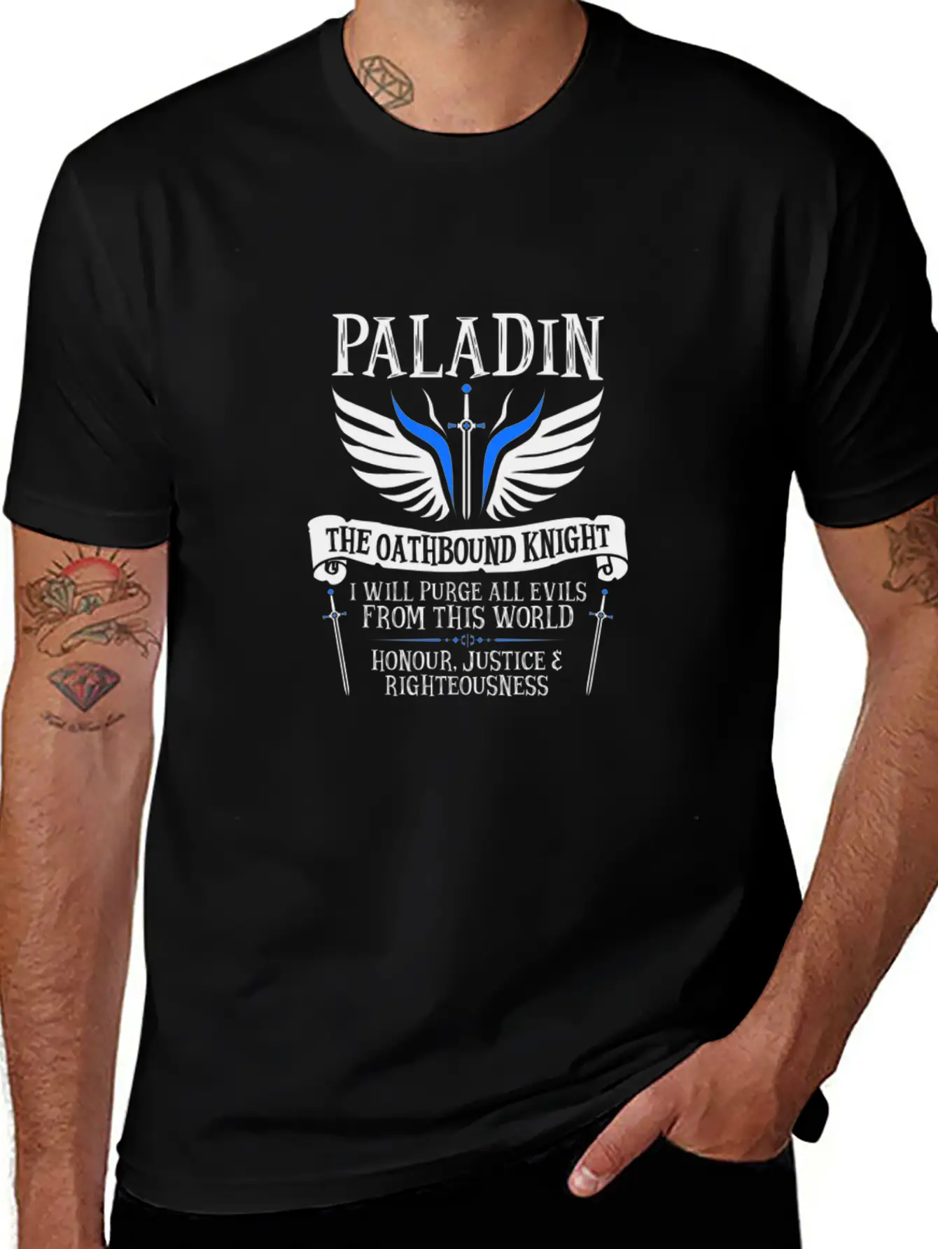 PALADIN, THE OATHBOUND KNIGHT- (White) Essential T Basic Graphic T-Shirt – Daily Comfort In Soft Cotton