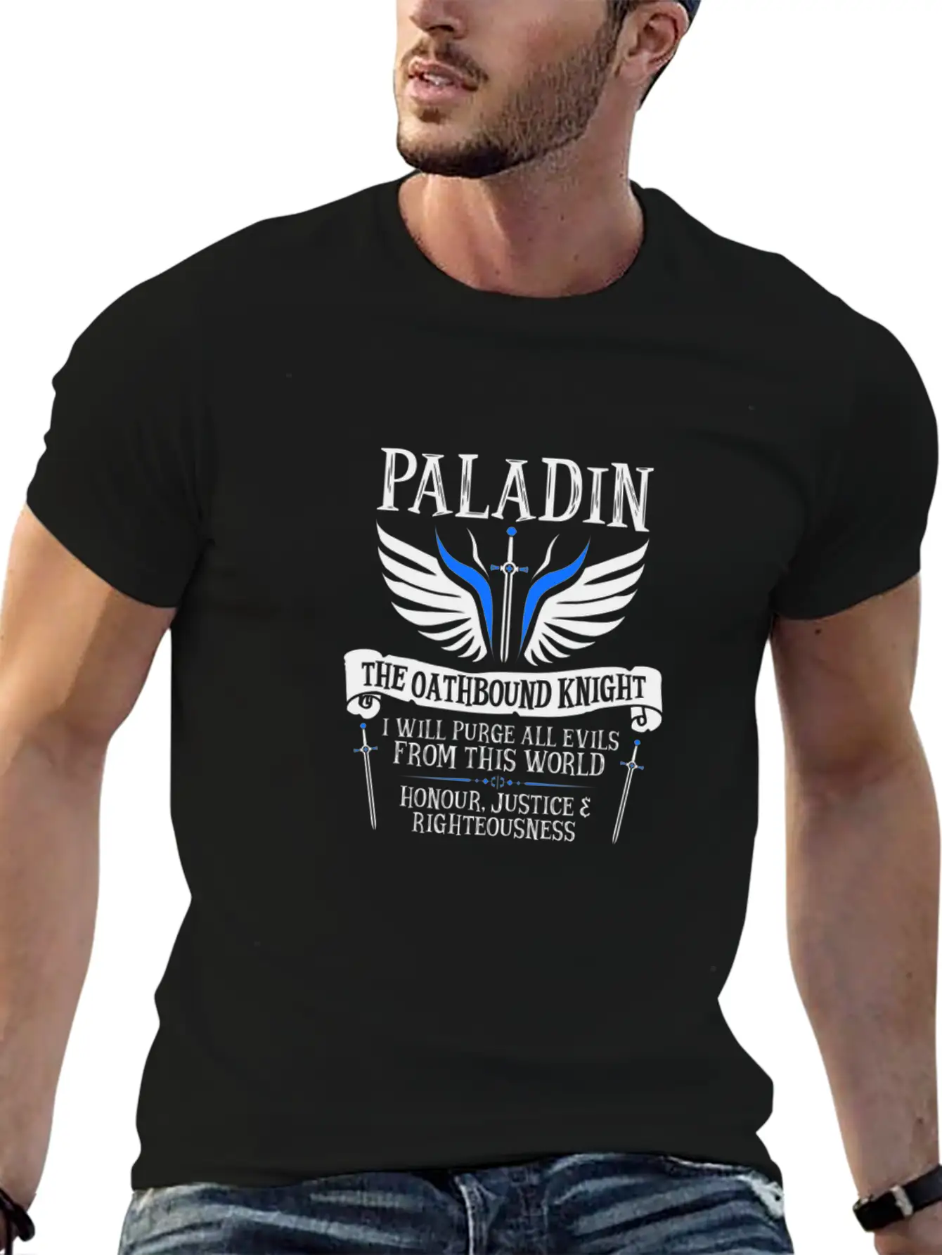 PALADIN, THE OATHBOUND KNIGHT- (White) Essential T Basic Graphic T-Shirt – Daily Comfort In Soft Cotton