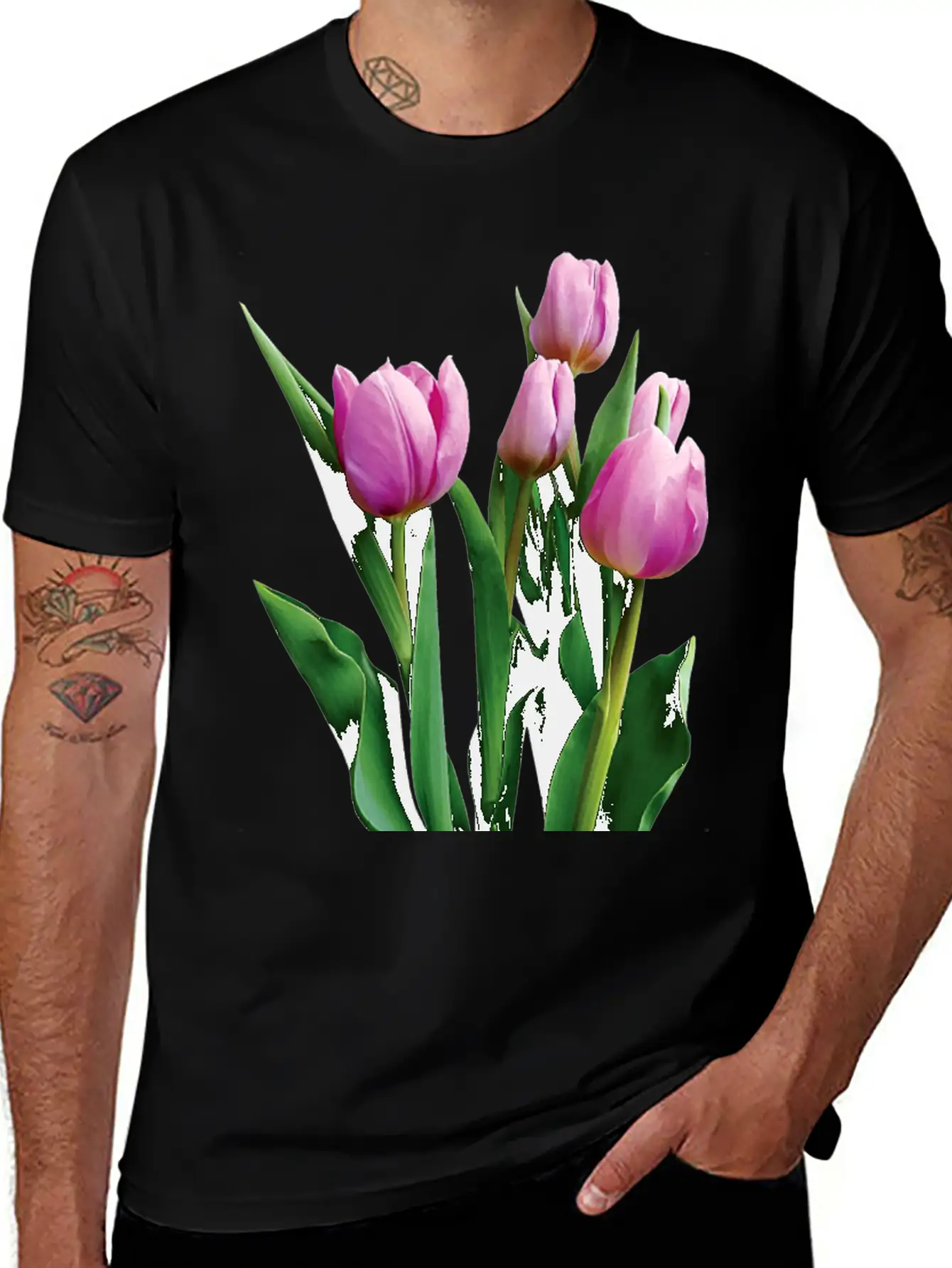 Pale Pink Tulips Lightweight Cotton T-Shirt – Daily Comfort Graphic Shirt
