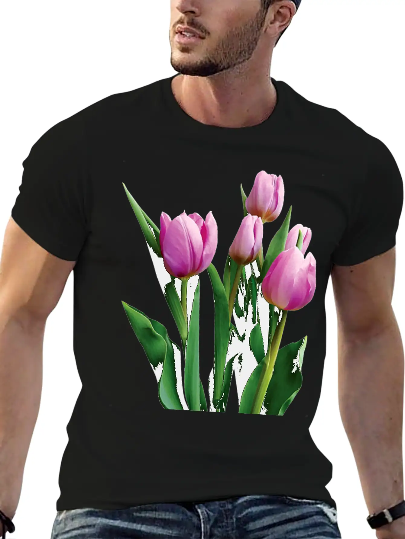 Pale Pink Tulips Lightweight Cotton T-Shirt – Daily Comfort Graphic Shirt