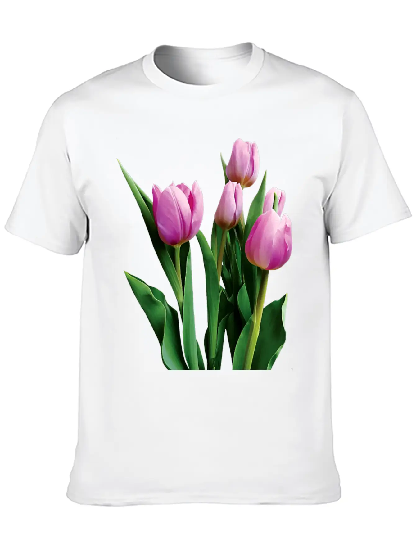 Pale Pink Tulips Lightweight Cotton T-Shirt – Daily Comfort Graphic Shirt