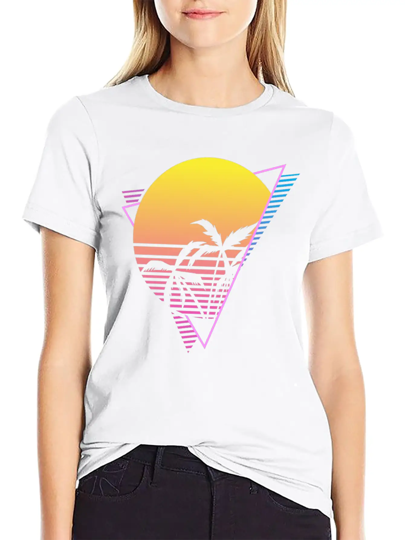Palm Tree Sunset Synthwave Lightweight Cotton T-Shirt – Daily Comfort Graphic Shirt