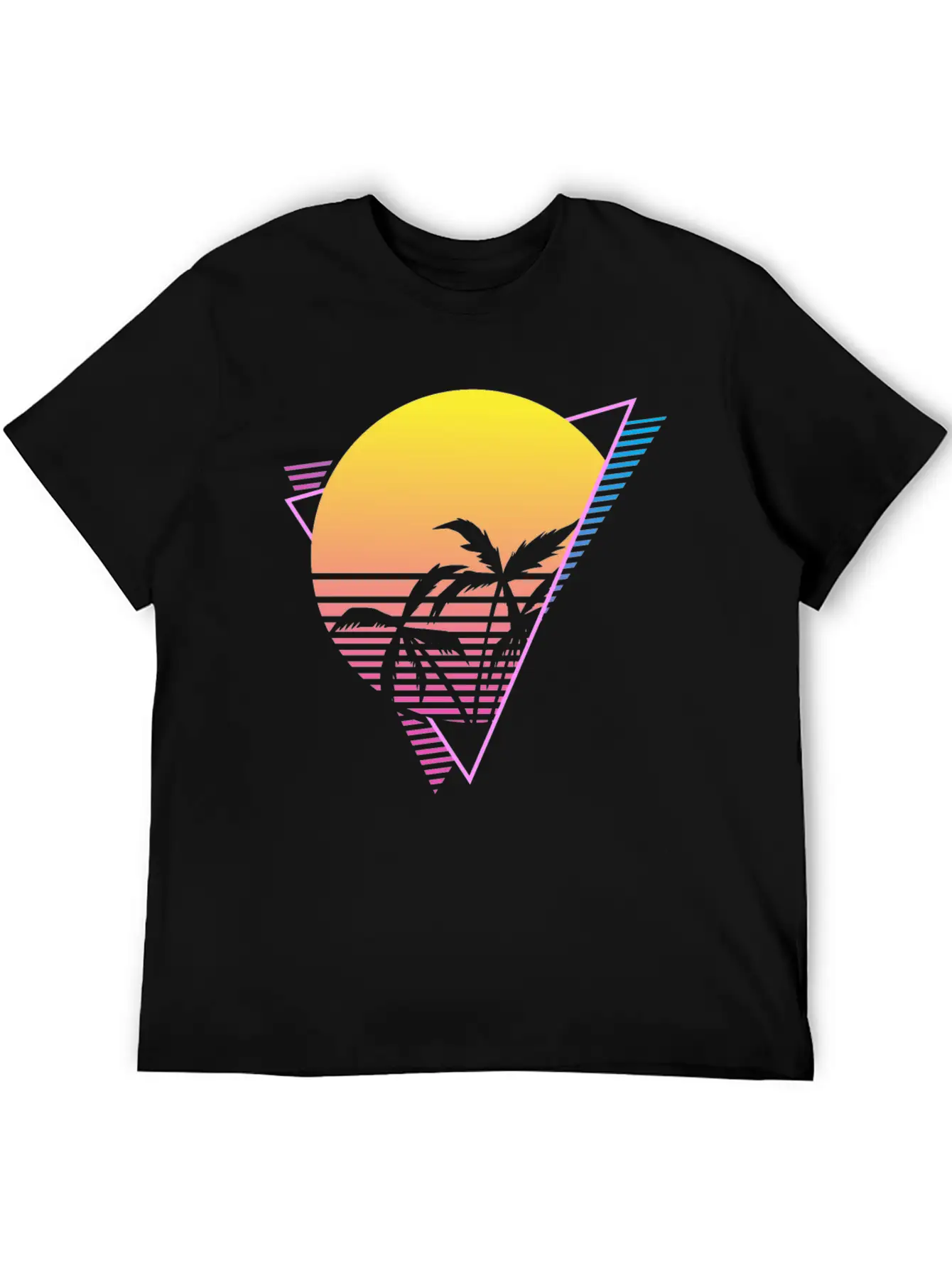 Palm Tree Sunset Synthwave Lightweight Cotton T-Shirt – Daily Comfort Graphic Shirt