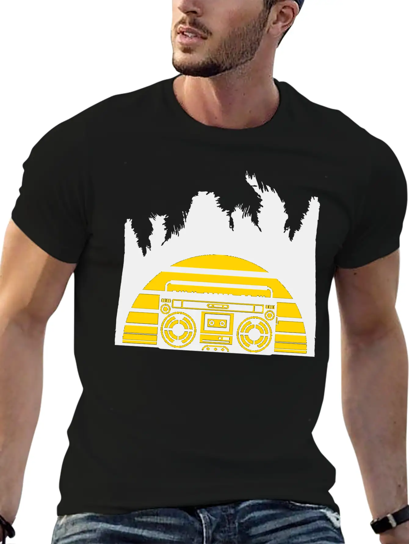 Palmen Urlaub Ghettoblaster Sonne Strand Meer Feri Lightweight Cotton T-Shirt – Daily Comfort Graphic Shirt