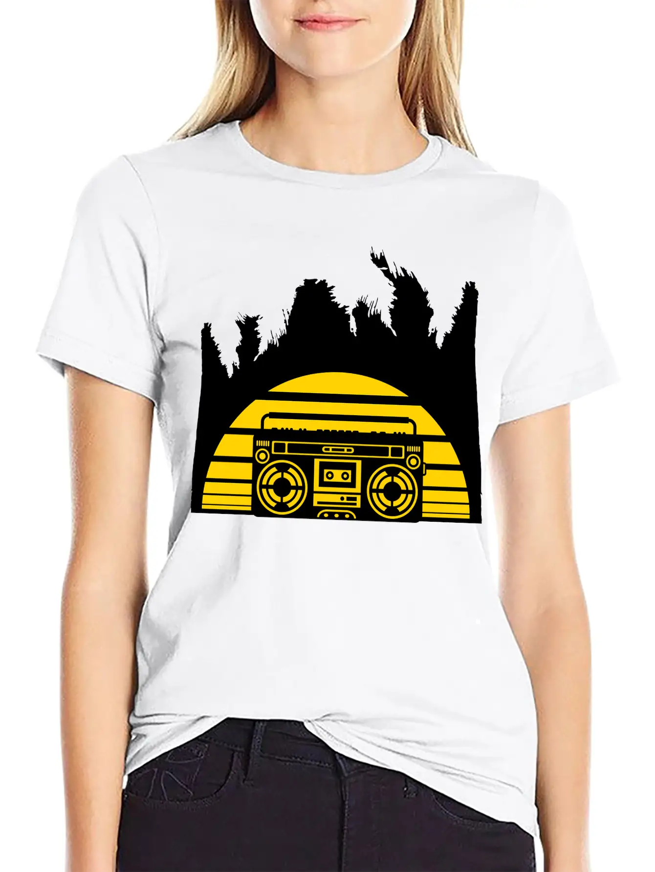 Palmen Urlaub Ghettoblaster Sonne Strand Meer Feri Lightweight Cotton T-Shirt – Daily Comfort Graphic Shirt