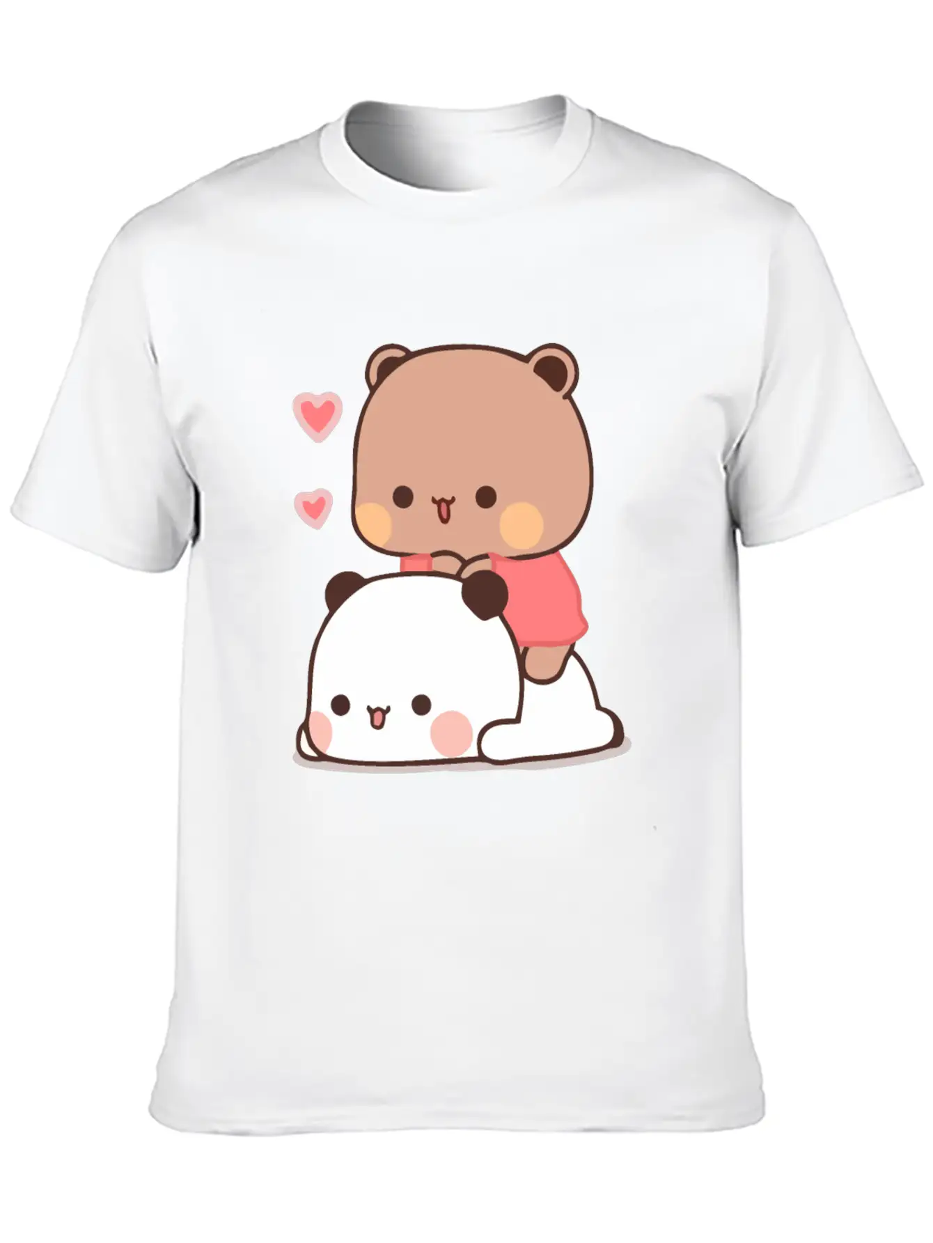 Panda And Brownie Bear Couple Love Valentine Bubu Lightweight Cotton T-Shirt – Daily Comfort Graphic Shirt