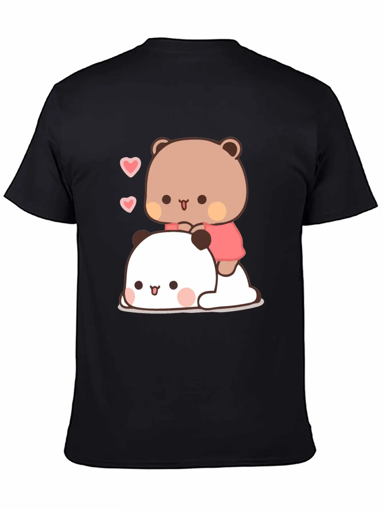 Panda And Brownie Bear Couple Love Valentine Bubu Lightweight Cotton T-Shirt – Daily Comfort Graphic Shirt