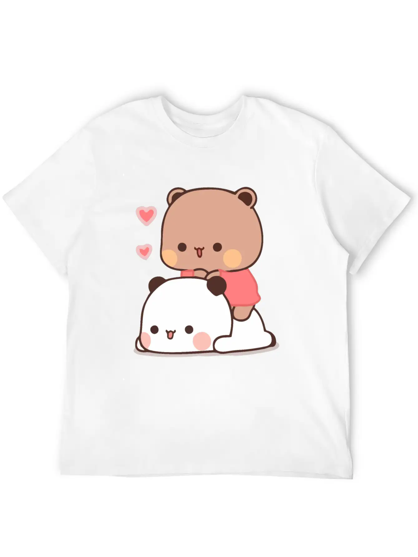 Panda And Brownie Bear Couple Love Valentine Bubu Lightweight Cotton T-Shirt – Daily Comfort Graphic Shirt