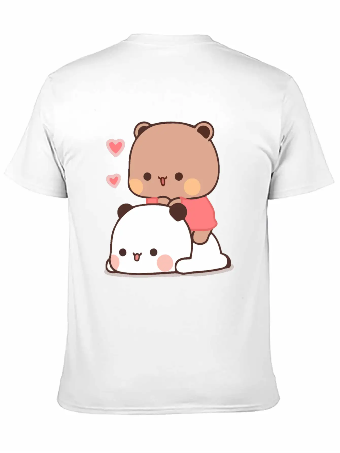 Panda And Brownie Bear Couple Love Valentine Bubu Lightweight Cotton T-Shirt – Daily Comfort Graphic Shirt
