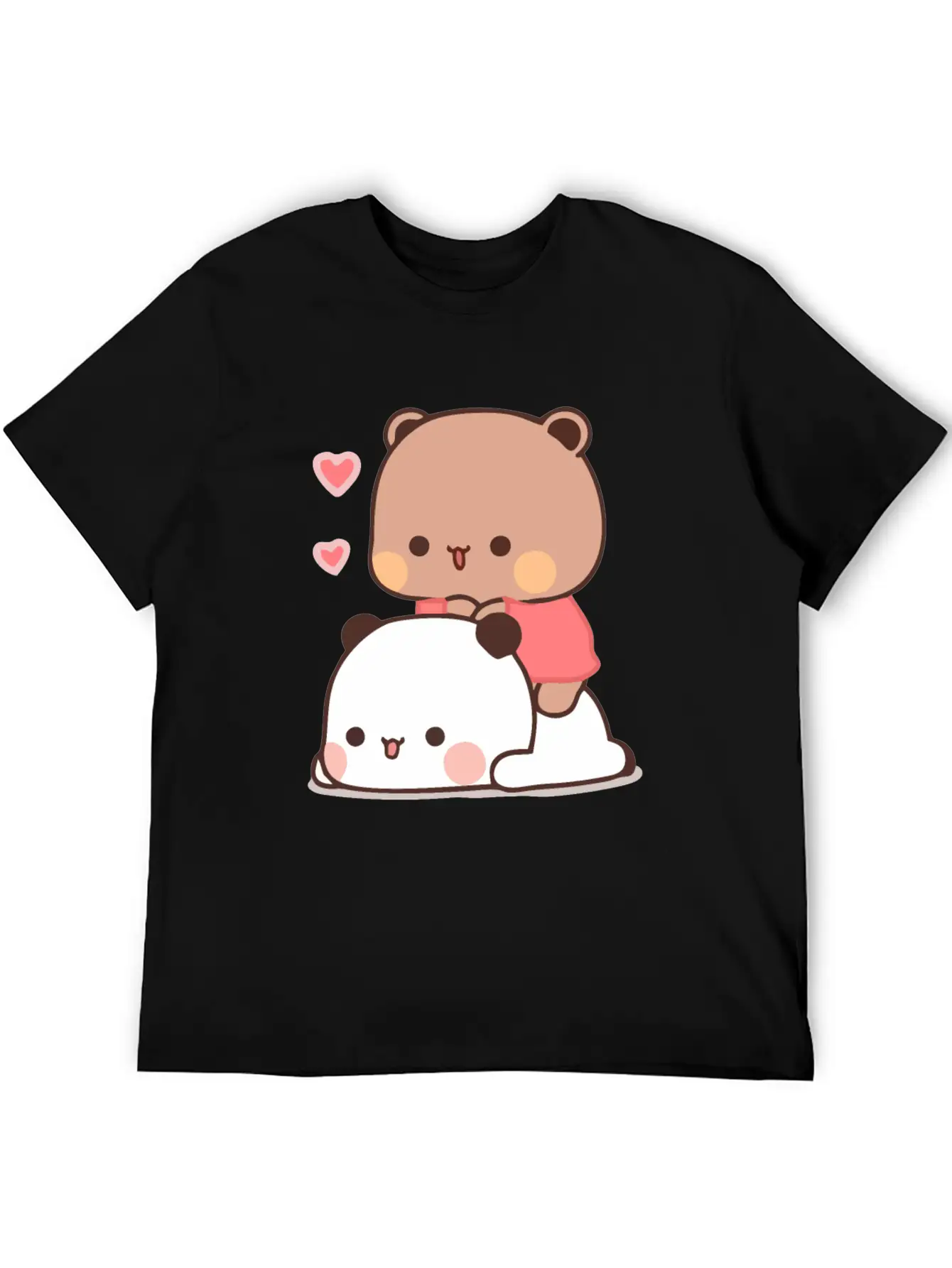 Panda And Brownie Bear Couple Love Valentine Bubu Lightweight Cotton T-Shirt – Daily Comfort Graphic Shirt