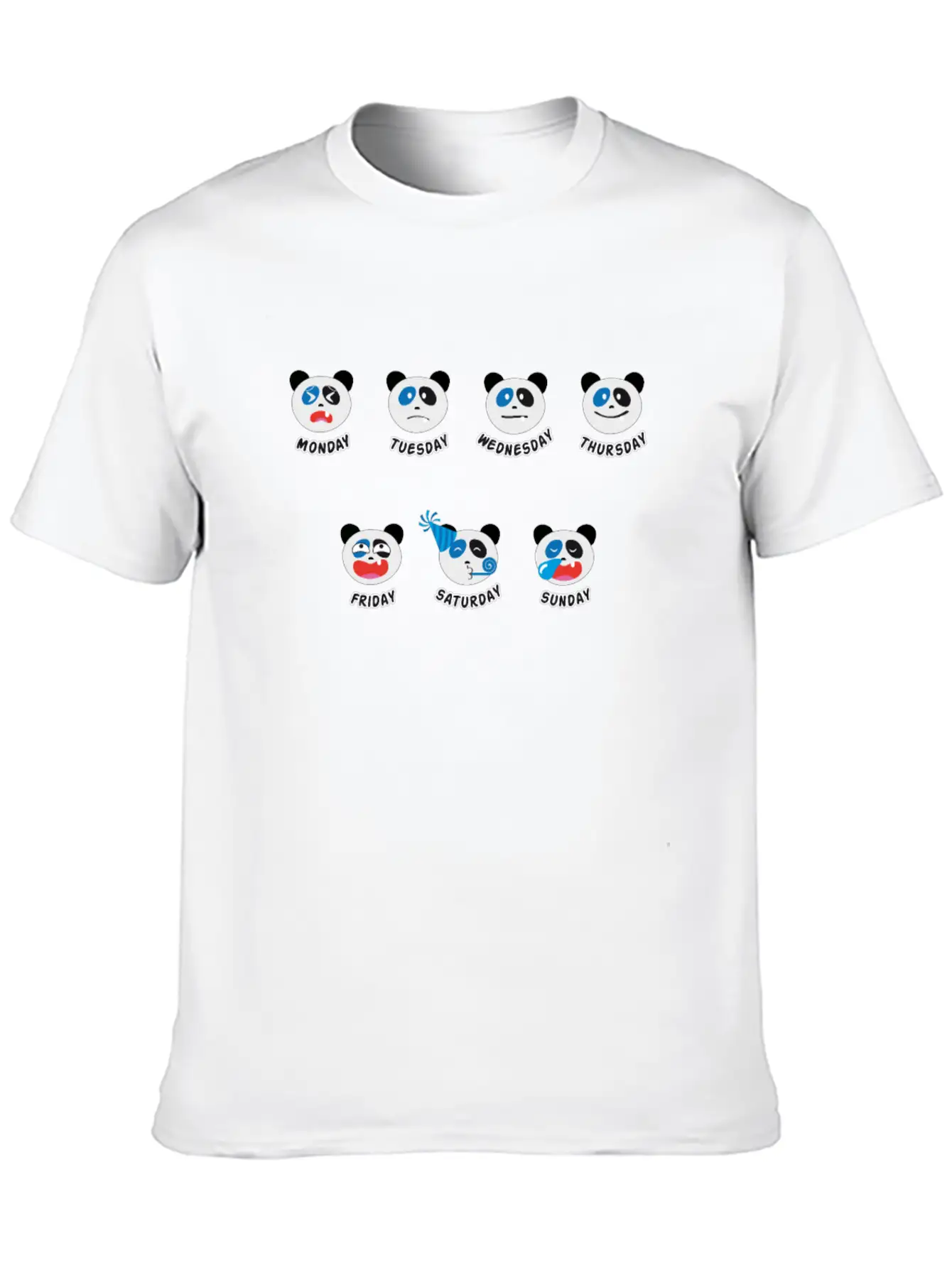 Panda Bear Weekly Mood At Work Essential Cotton Tee For Daily Outfits – Unisex Style