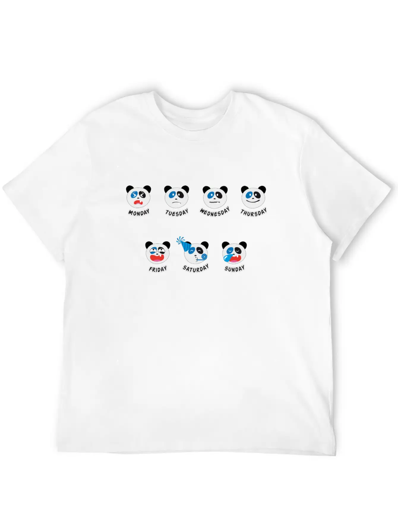 Panda Bear Weekly Mood At Work Essential Cotton Tee For Daily Outfits – Unisex Style