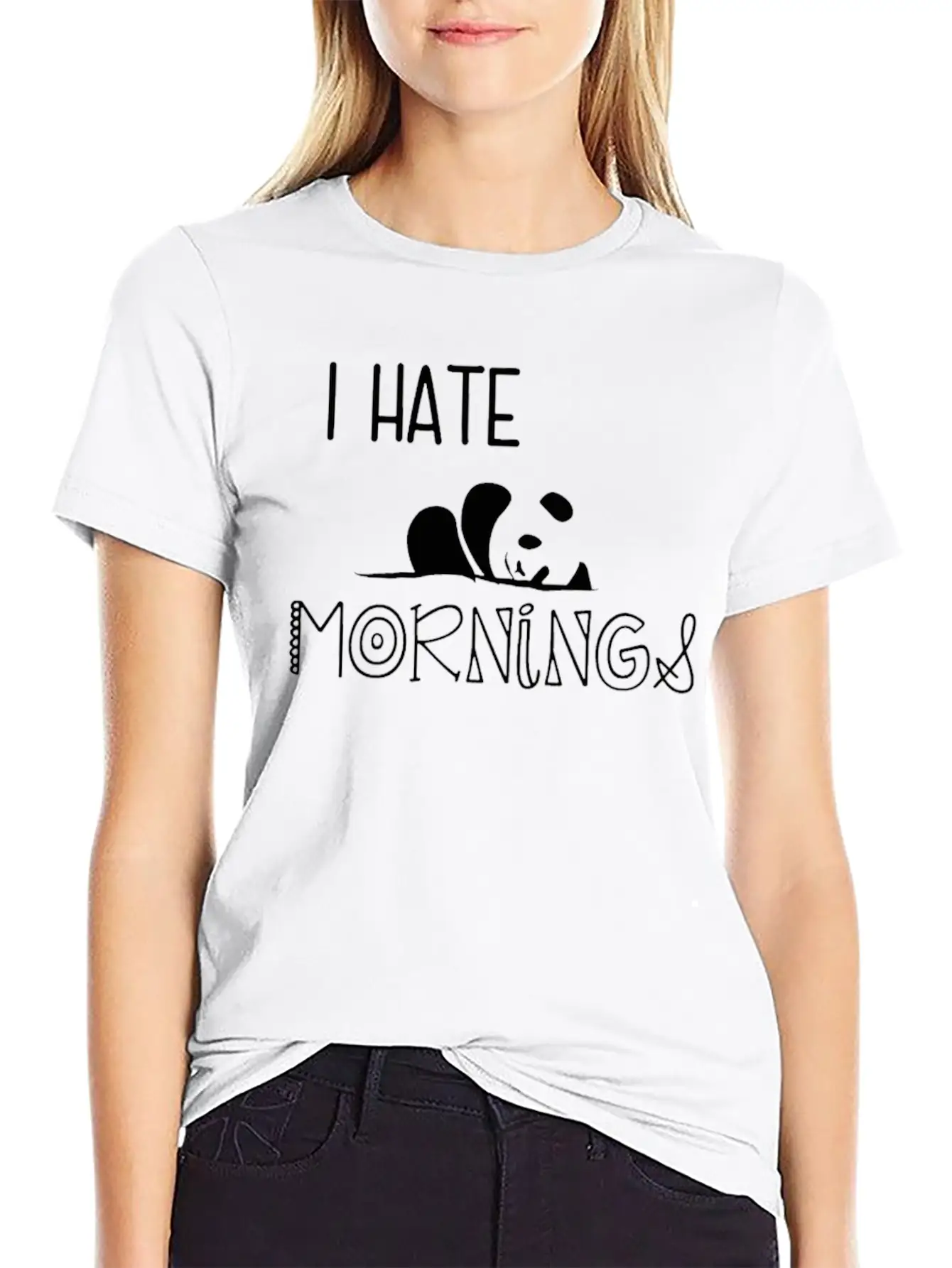 Panda I Hate Mornings Lightweight Cotton T-Shirt – Daily Comfort Graphic Shirt