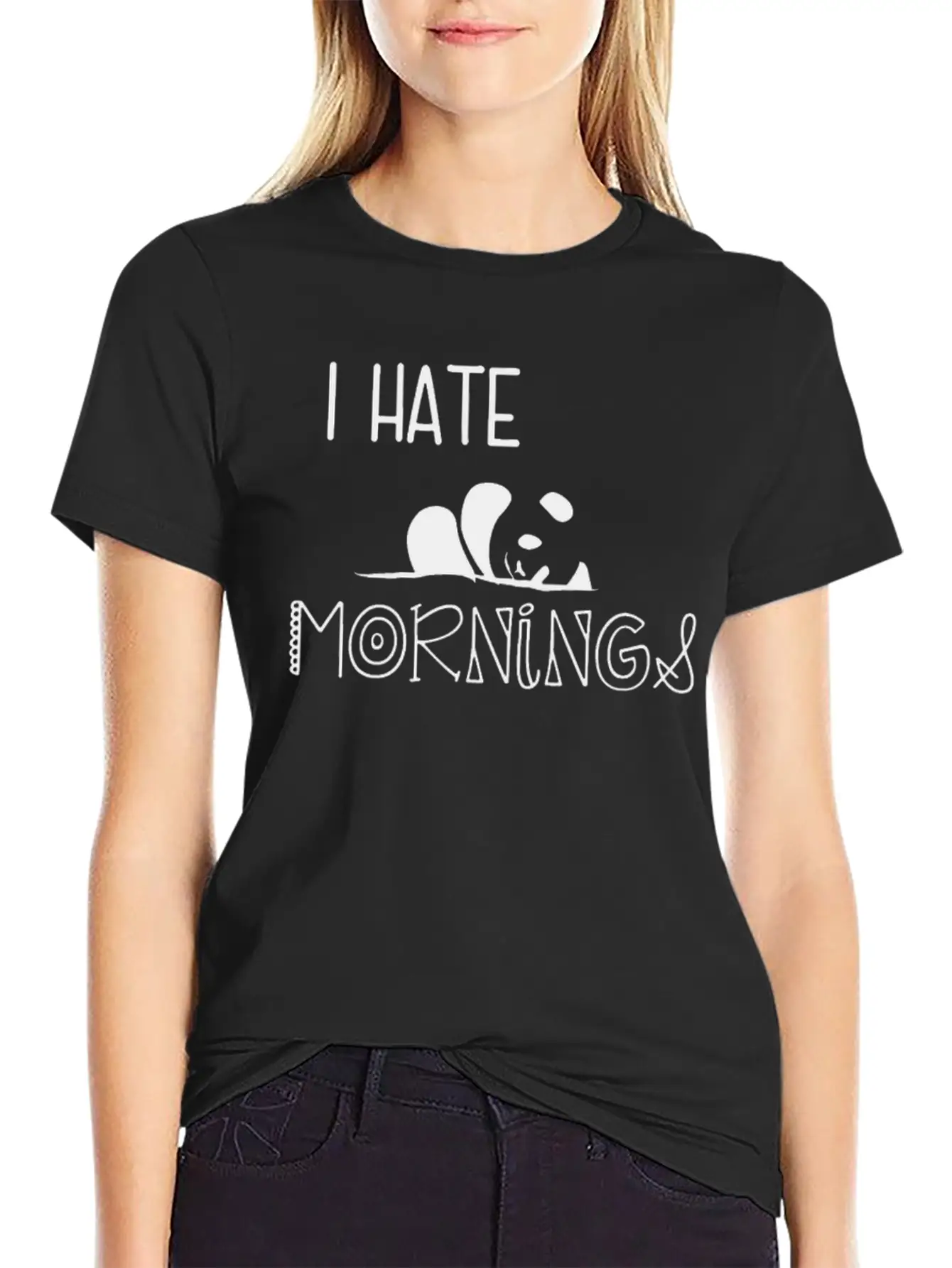 Panda I Hate Mornings Lightweight Cotton T-Shirt – Daily Comfort Graphic Shirt