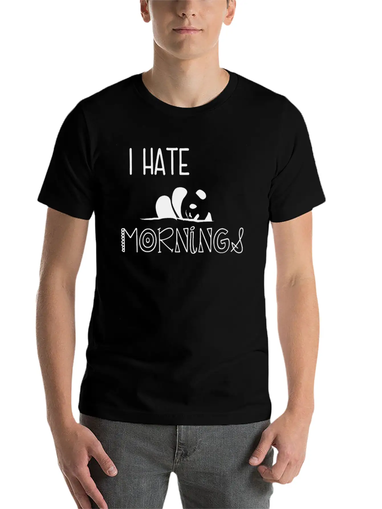 Panda I Hate Mornings Lightweight Cotton T-Shirt – Daily Comfort Graphic Shirt