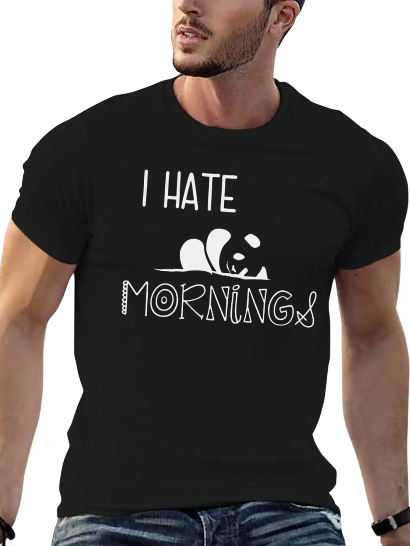 Panda I Hate Mornings Lightweight Cotton T-Shirt – Daily Comfort Graphic Shirt