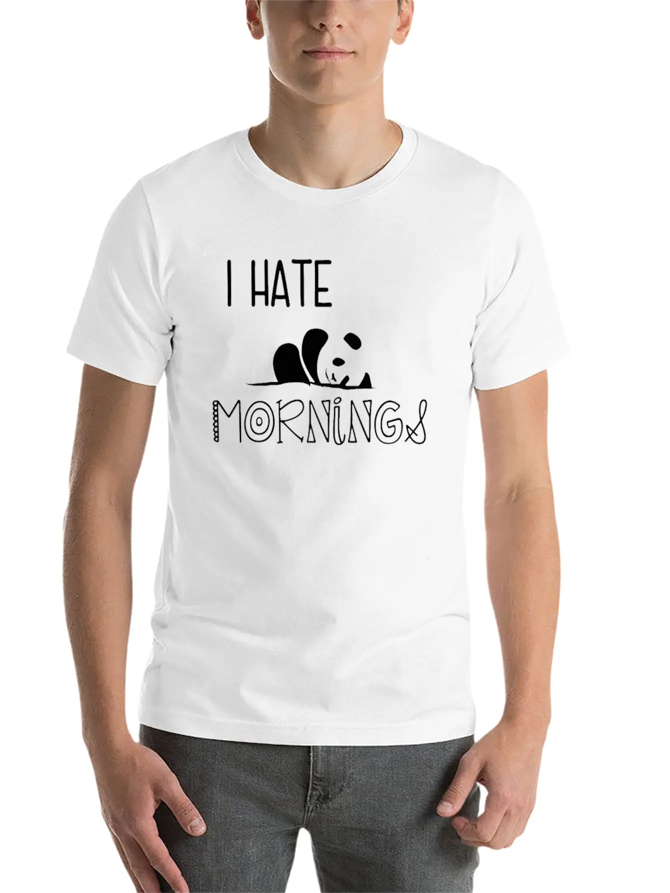Panda I Hate Mornings Lightweight Cotton T-Shirt – Daily Comfort Graphic Shirt