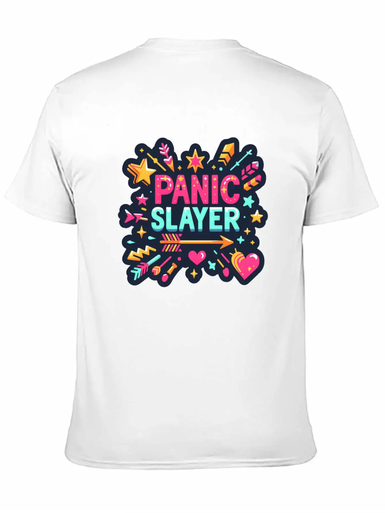 "Panic Slayer - Empowering Sticker Modern Fit Casual T-Shirt – Clean And Versatile Design