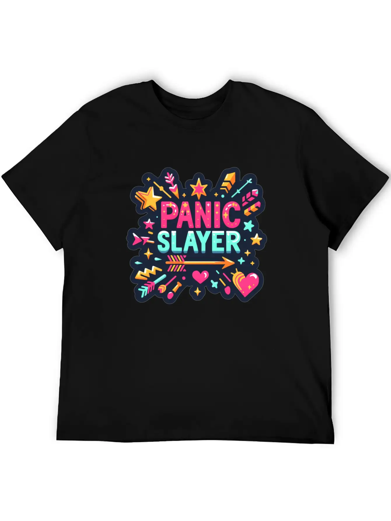 "Panic Slayer - Empowering Sticker Modern Fit Casual T-Shirt – Clean And Versatile Design