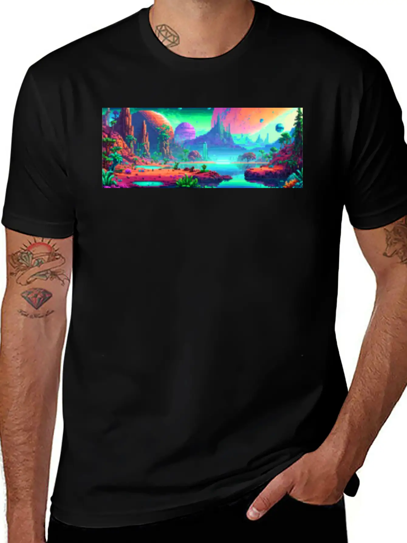 Panorama Mug - Retro - Alien Planet 01 Soft Cotton Short Sleeve Tee – Unisex Wardrobe Staple
