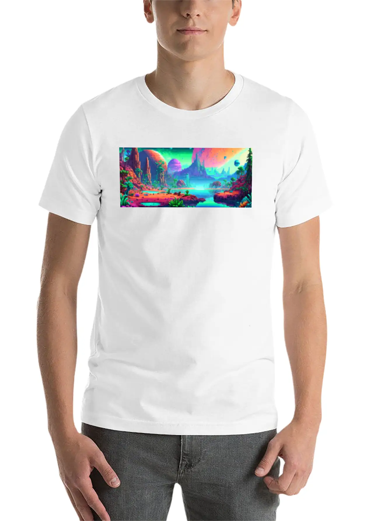 Panorama Mug - Retro - Alien Planet 01 Soft Cotton Short Sleeve Tee – Unisex Wardrobe Staple