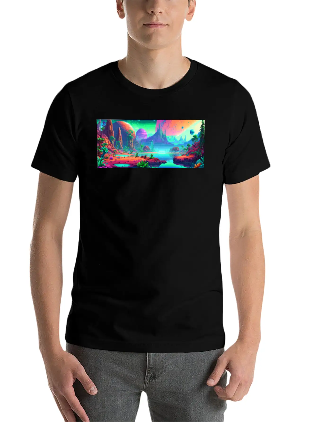 Panorama Mug - Retro - Alien Planet 01 Soft Cotton Short Sleeve Tee – Unisex Wardrobe Staple