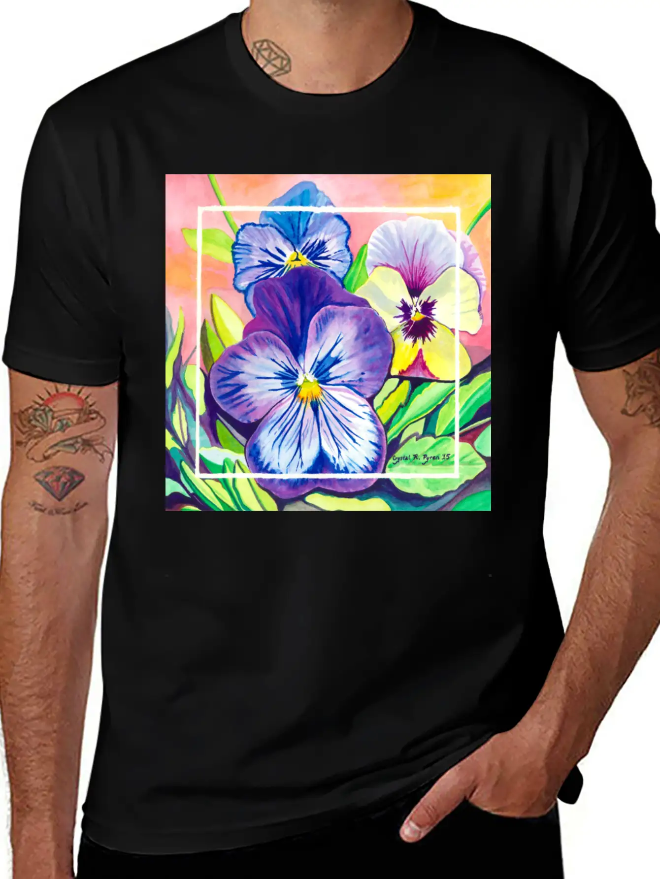 Pansies Watercolor Unisex Casual T-Shirt – Clean Design For Daily Comfort