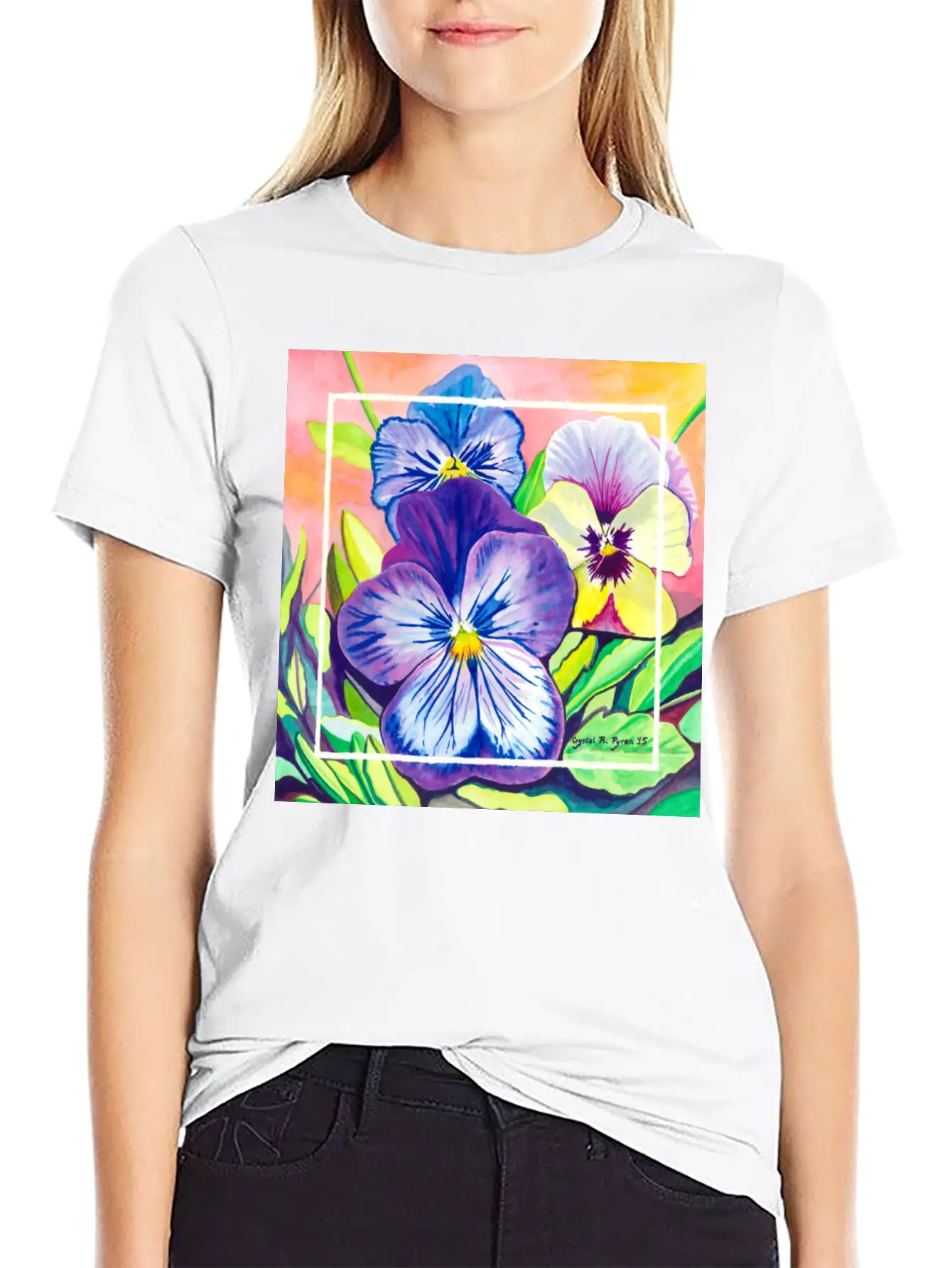 Pansies Watercolor Unisex Casual T-Shirt – Clean Design For Daily Comfort