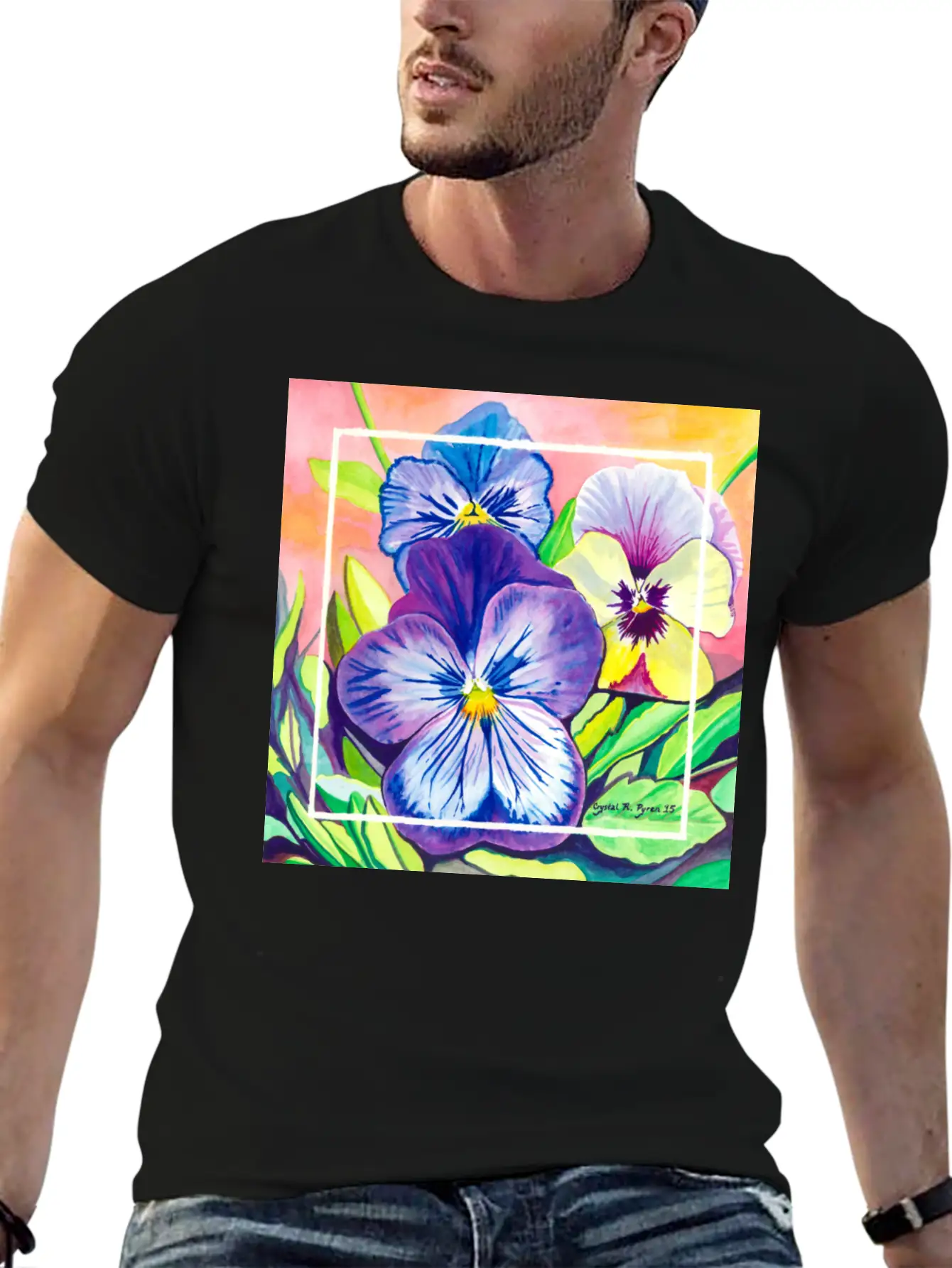 Pansies Watercolor Unisex Casual T-Shirt – Clean Design For Daily Comfort