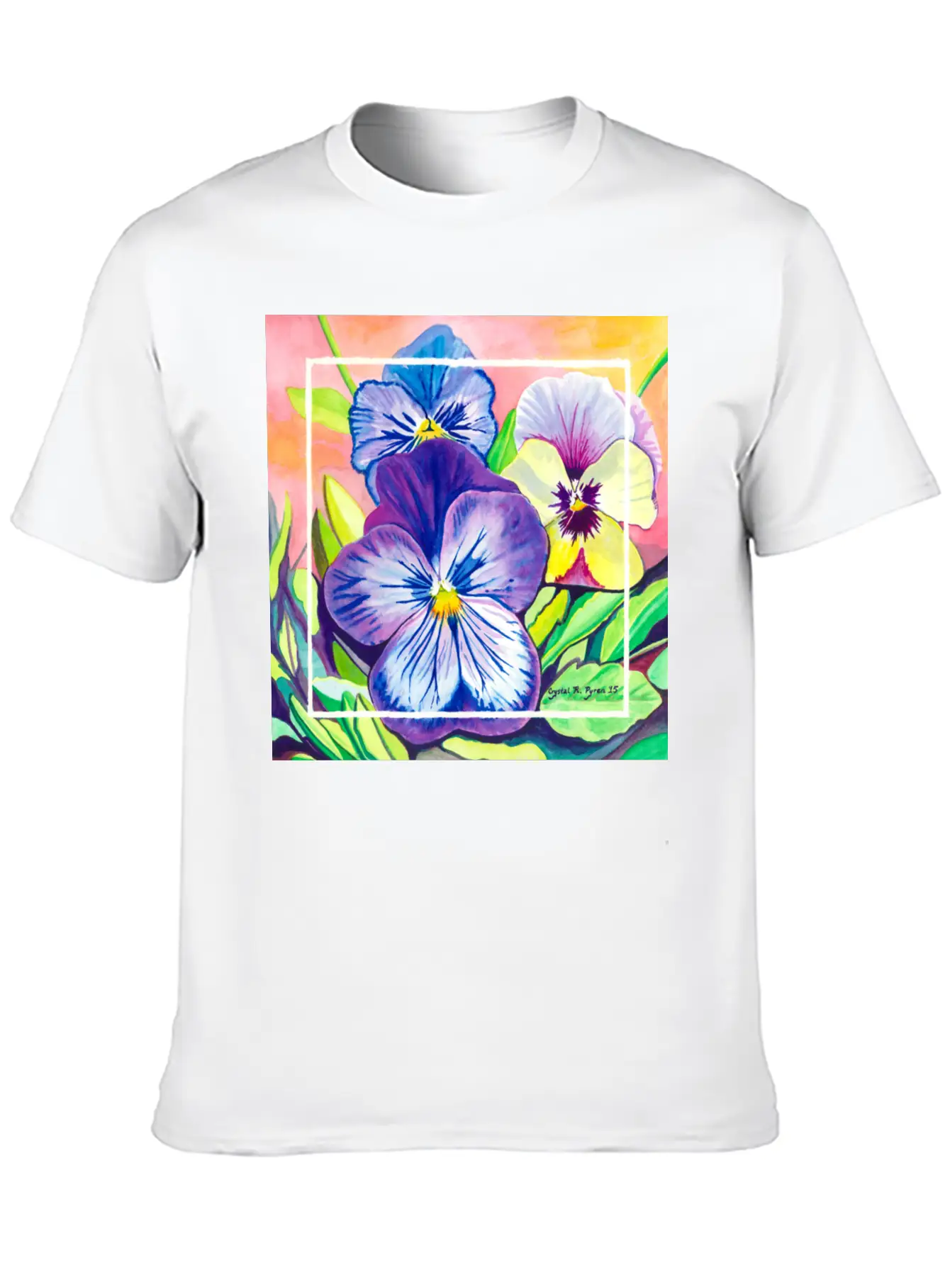 Pansies Watercolor Unisex Casual T-Shirt – Clean Design For Daily Comfort