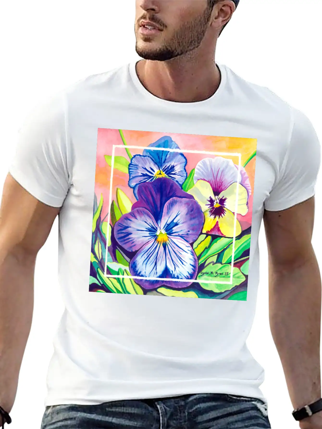 Pansies Watercolor Unisex Casual T-Shirt – Clean Design For Daily Comfort