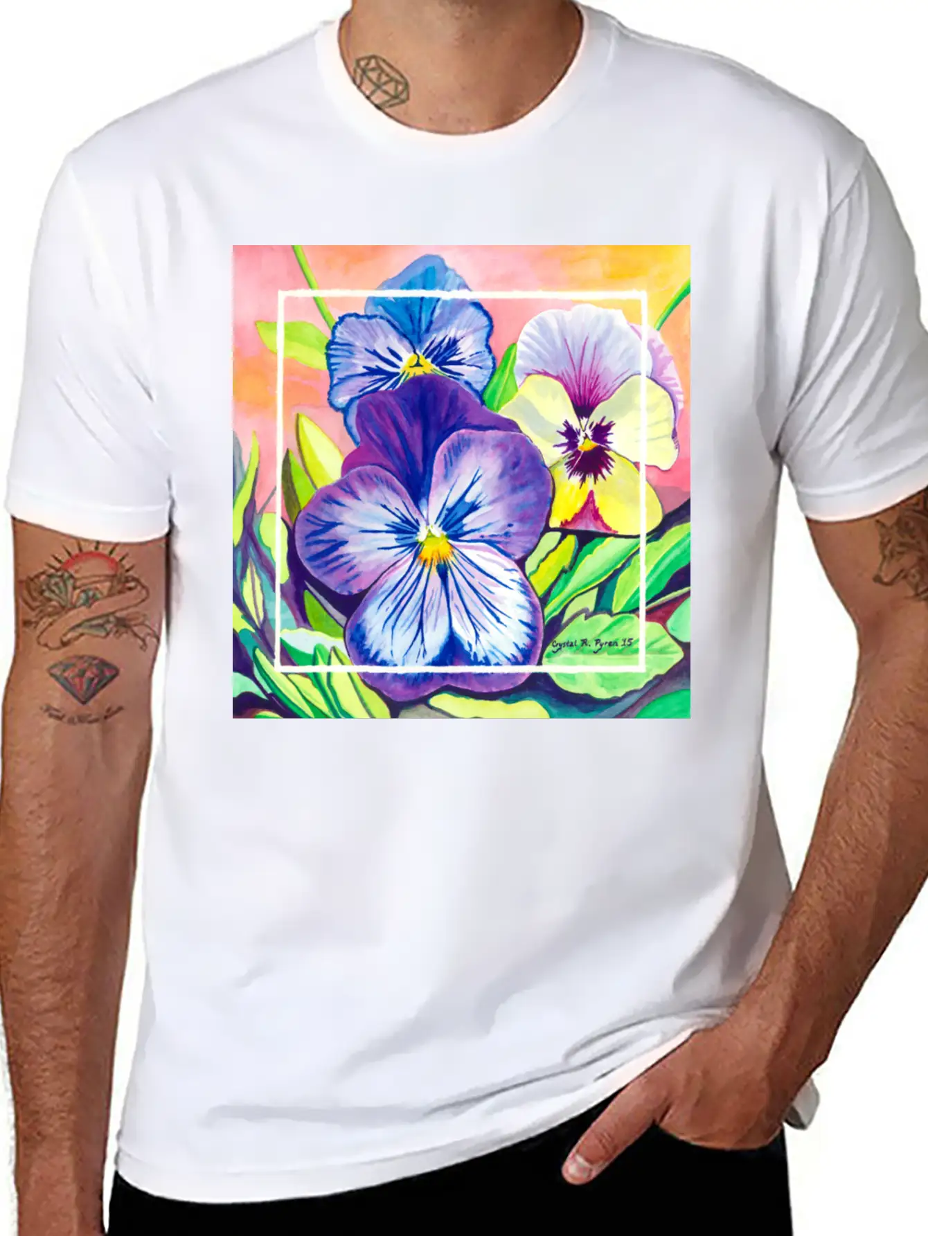 Pansies Watercolor Unisex Casual T-Shirt – Clean Design For Daily Comfort