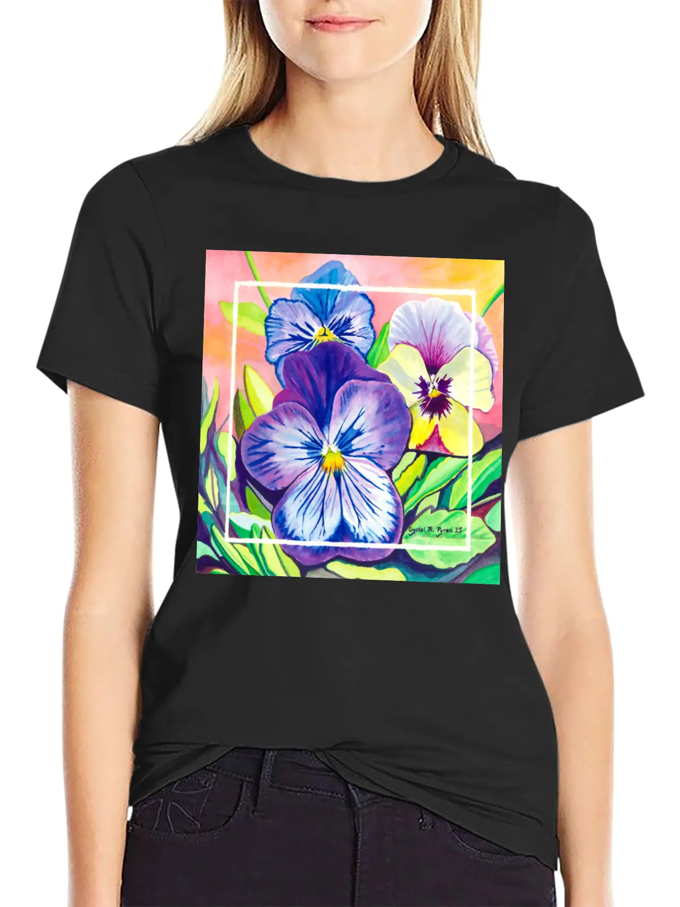 Pansies Watercolor Unisex Casual T-Shirt – Clean Design For Daily Comfort