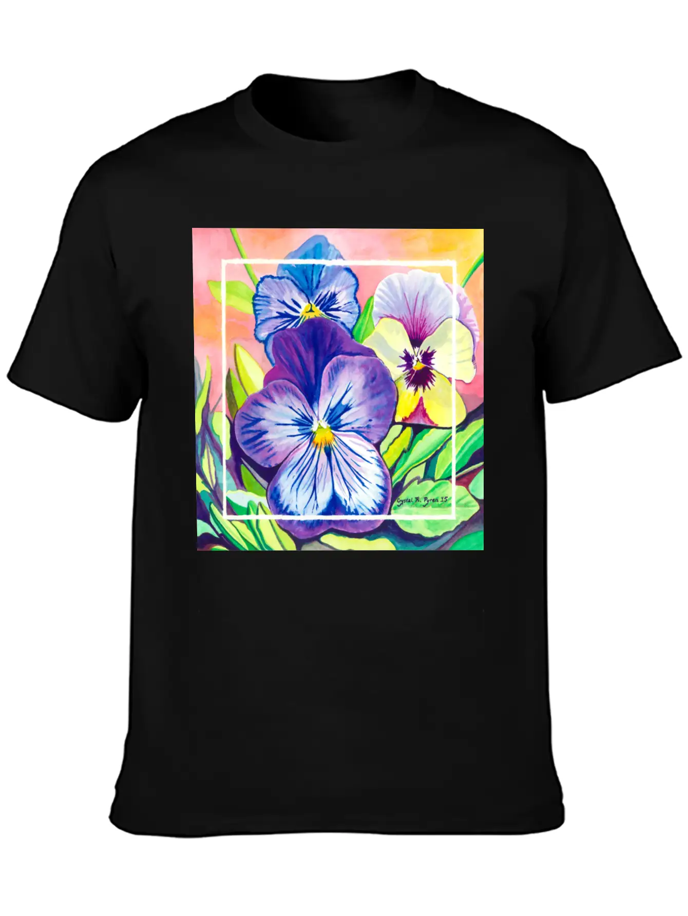 Pansies Watercolor Unisex Casual T-Shirt – Clean Design For Daily Comfort
