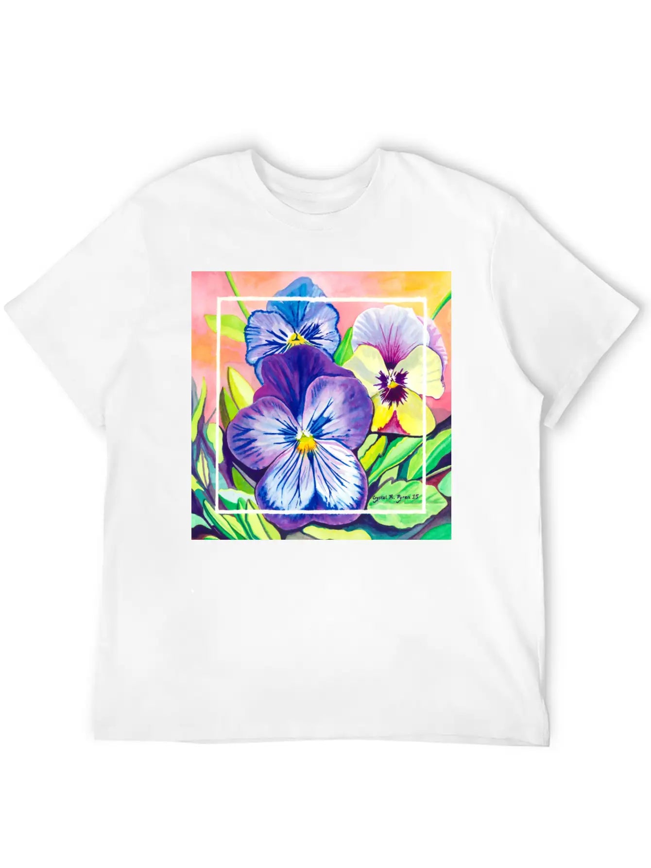 Pansies Watercolor Unisex Casual T-Shirt – Clean Design For Daily Comfort