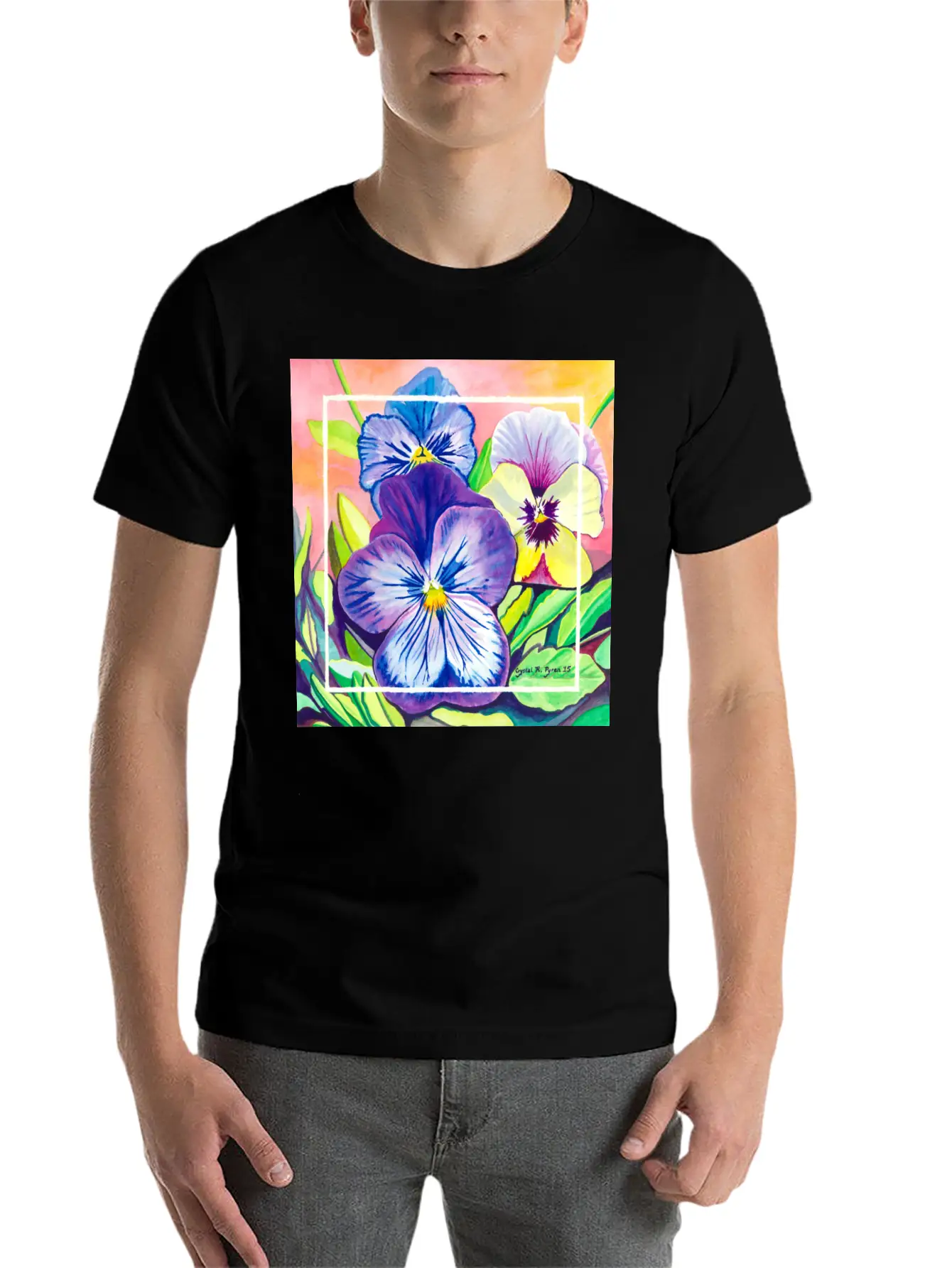 Pansies Watercolor Unisex Casual T-Shirt – Clean Design For Daily Comfort
