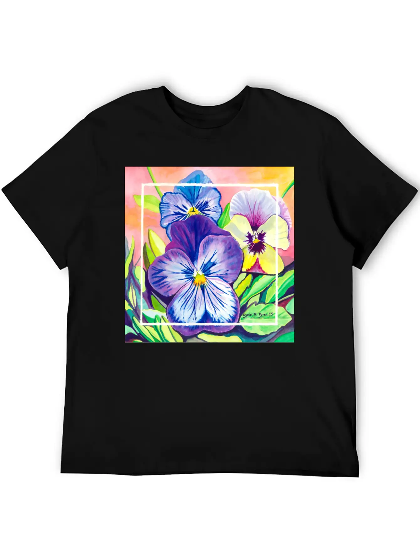 Pansies Watercolor Unisex Casual T-Shirt – Clean Design For Daily Comfort