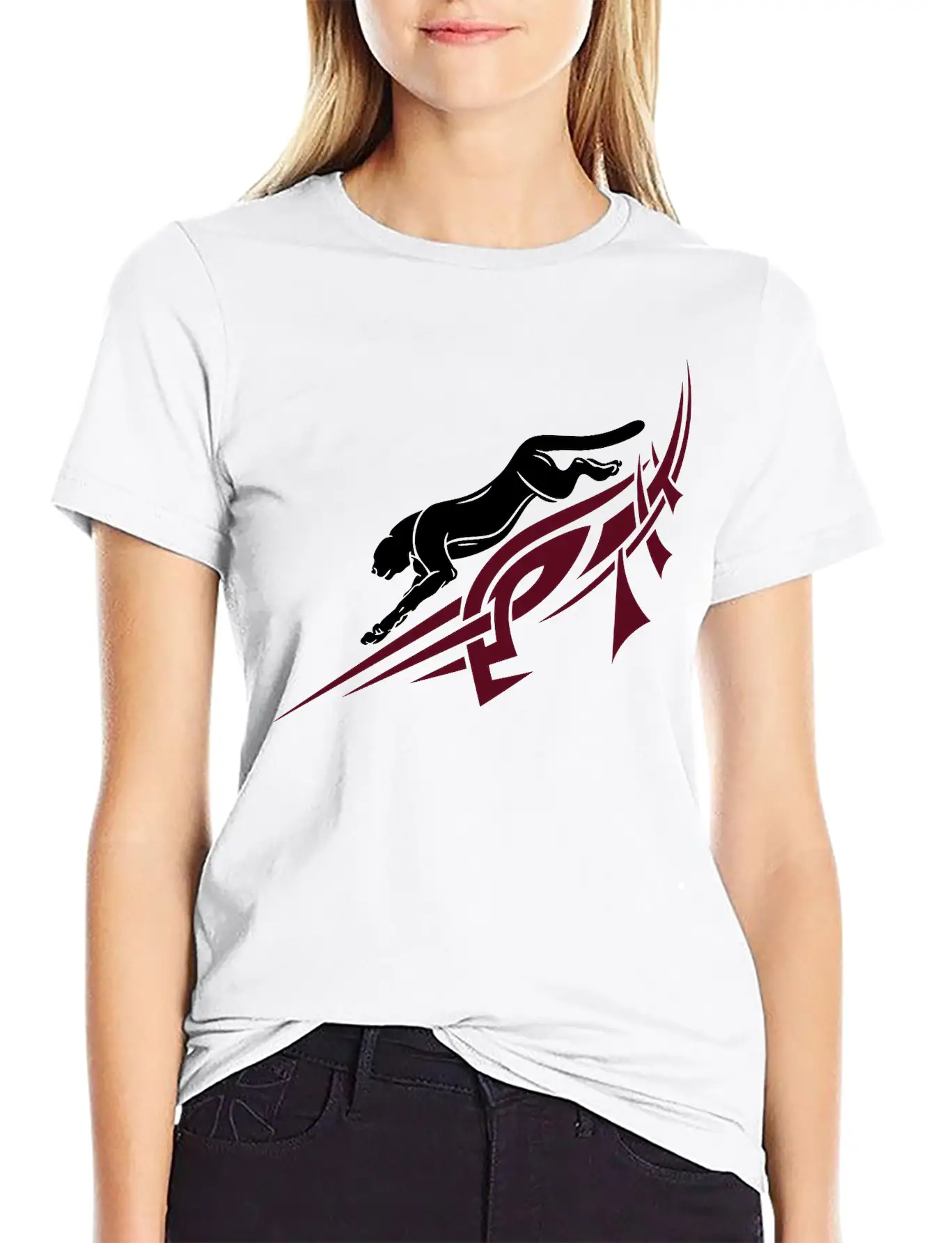 Panther With Tribal, Tattoo. Basic Graphic T-Shirt – Daily Comfort In Soft Cotton