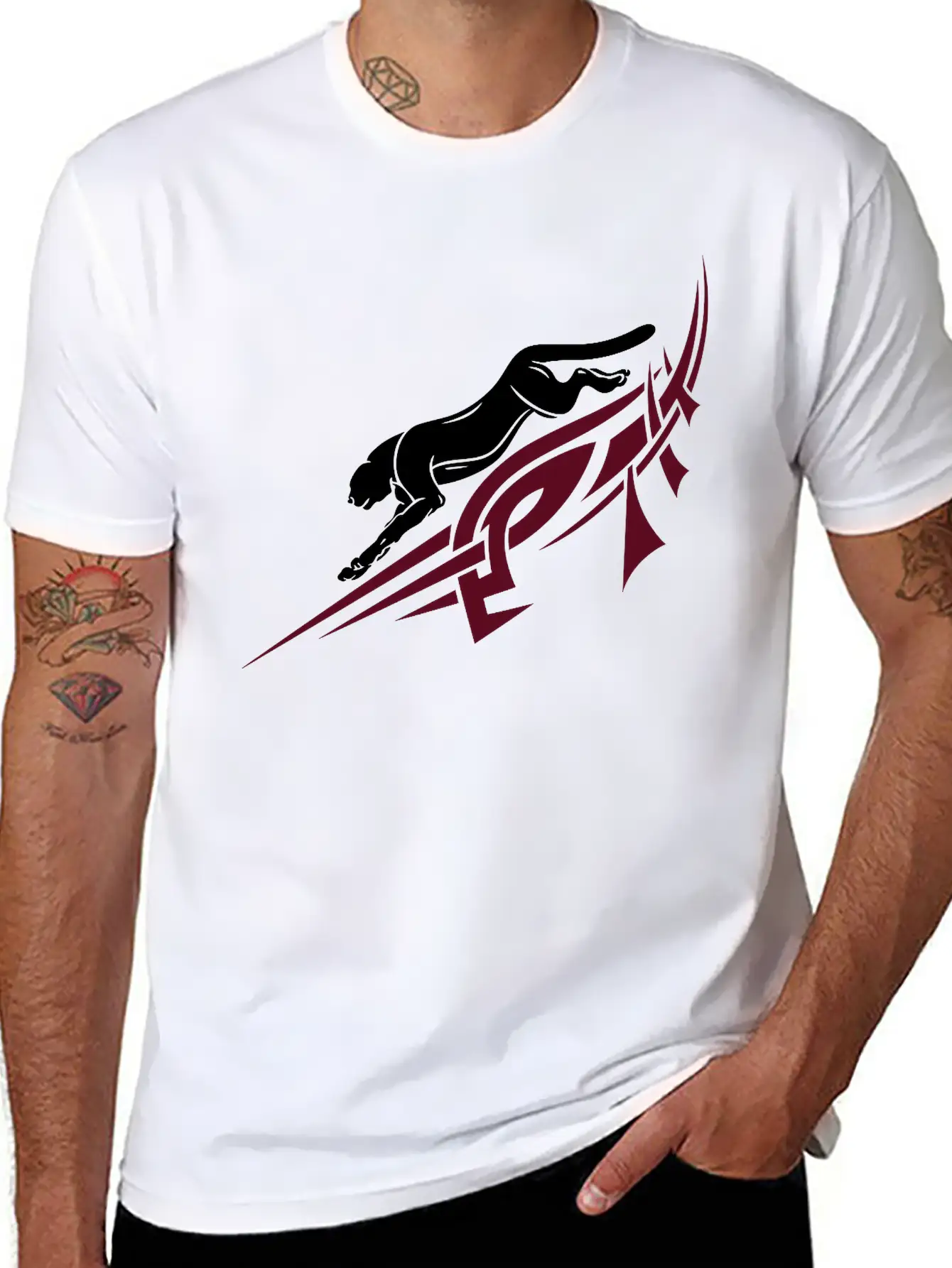 Panther With Tribal, Tattoo. Basic Graphic T-Shirt – Daily Comfort In Soft Cotton