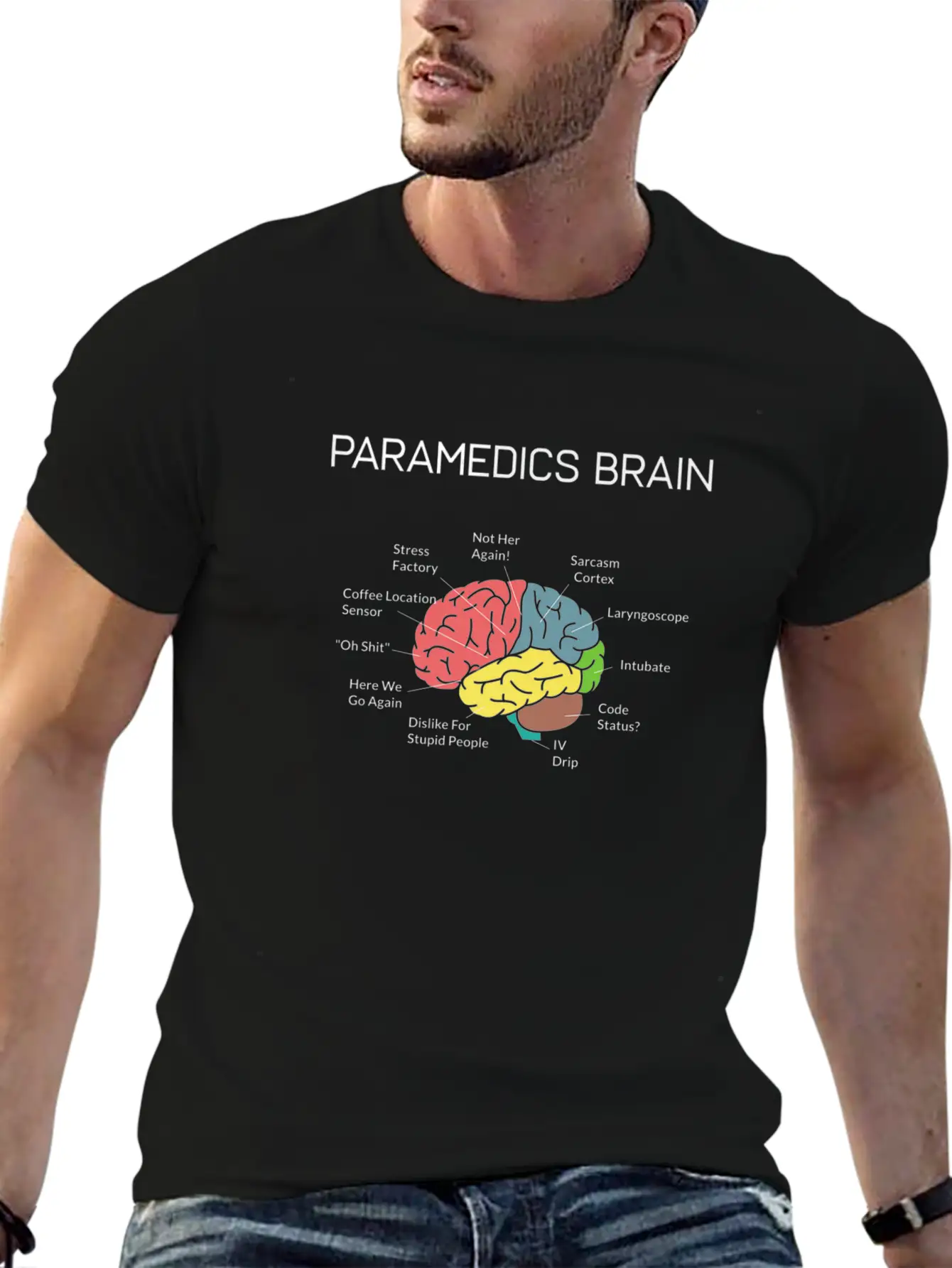 Paramedics Brain Funny EMS EMT Paramedic Modern Fit Casual T-Shirt ��� Clean And Versatile Design