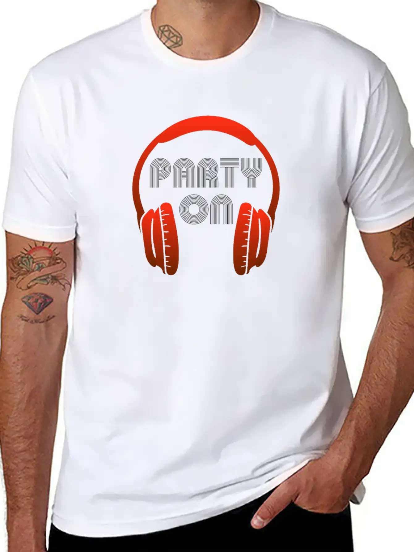 Party On - Headset, Headphones, DJ, Equalizer Unisex Casual T-Shirt – Clean Design For Daily Comfort