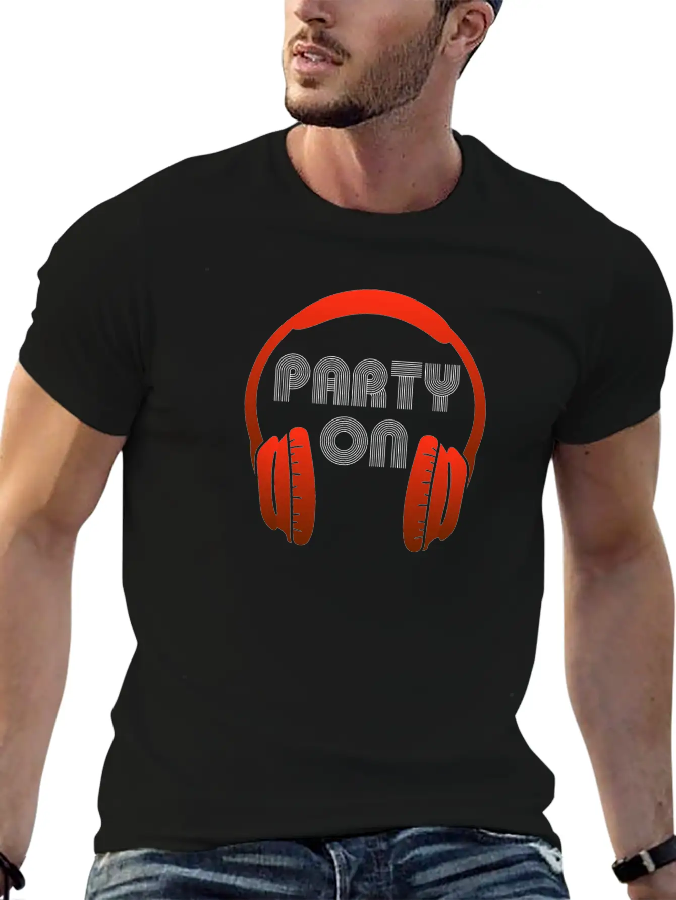 Party On - Headset, Headphones, DJ, Equalizer Unisex Casual T-Shirt – Clean Design For Daily Comfort