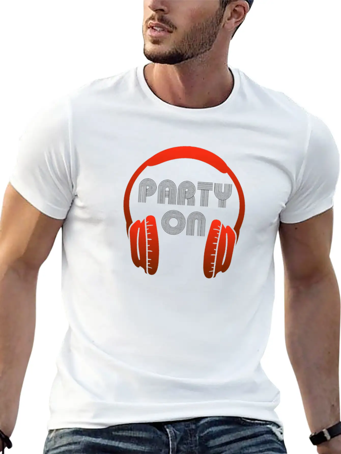 Party On - Headset, Headphones, DJ, Equalizer Unisex Casual T-Shirt – Clean Design For Daily Comfort