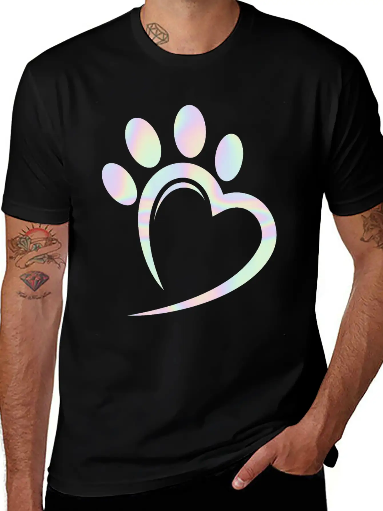 Pastel Dog Paw Heart Unisex Casual T-Shirt – Clean Design For Daily Comfort